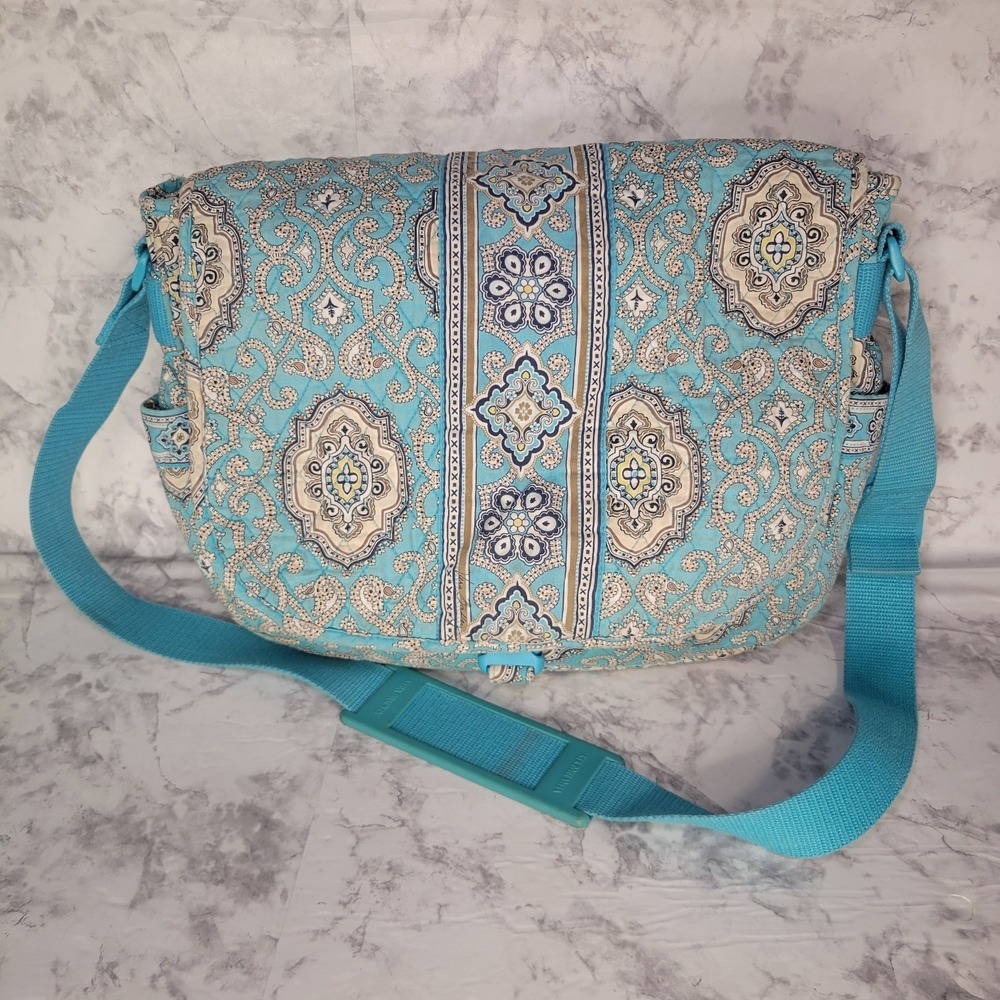 Vera Bradley Totally Turq Retired Spring 2010 Satchel Mail Bag Flap Buckle Close